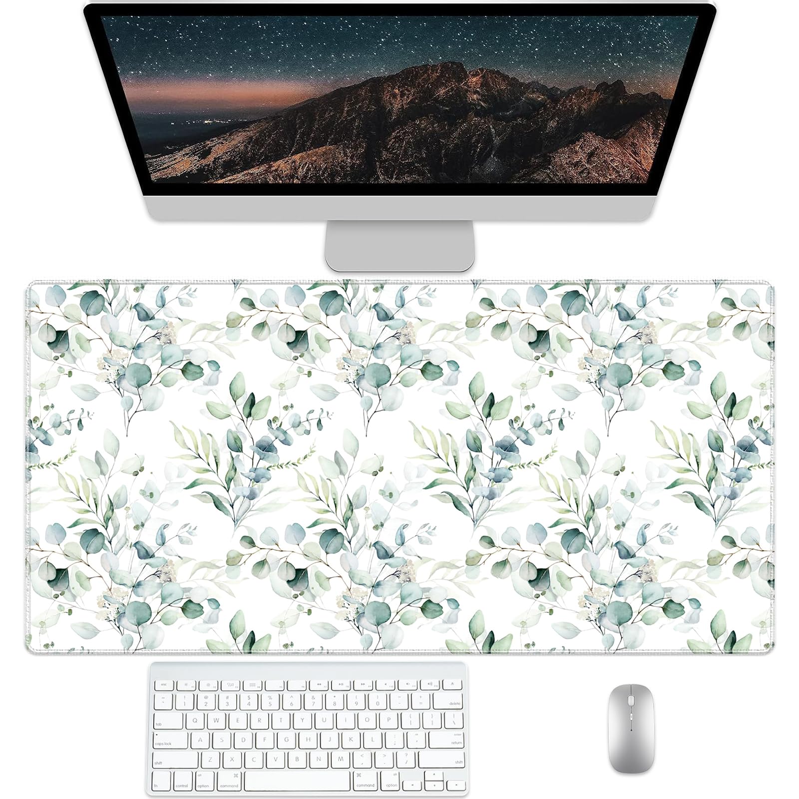 Floral Mouse Pad Protector, Stitched Edges, Large Office Mat, Non-Slip Blotter, Laptop Desk Pad, Flower Writing Pad for Home and Office (XXL)