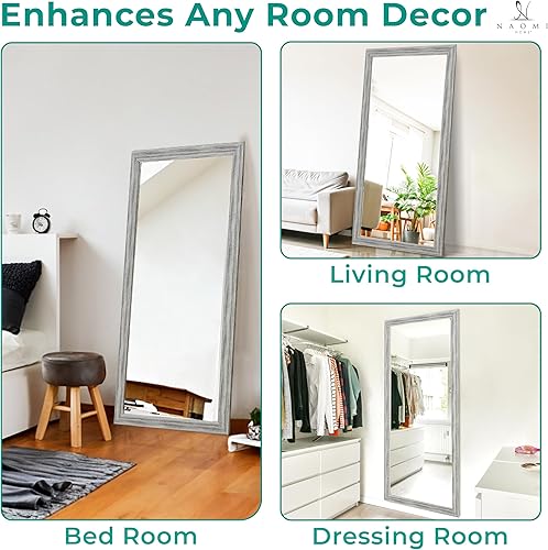 Miniatura 3 de Naomi Home Espejo rústico para suelo blanco66 x 32 pulgadas