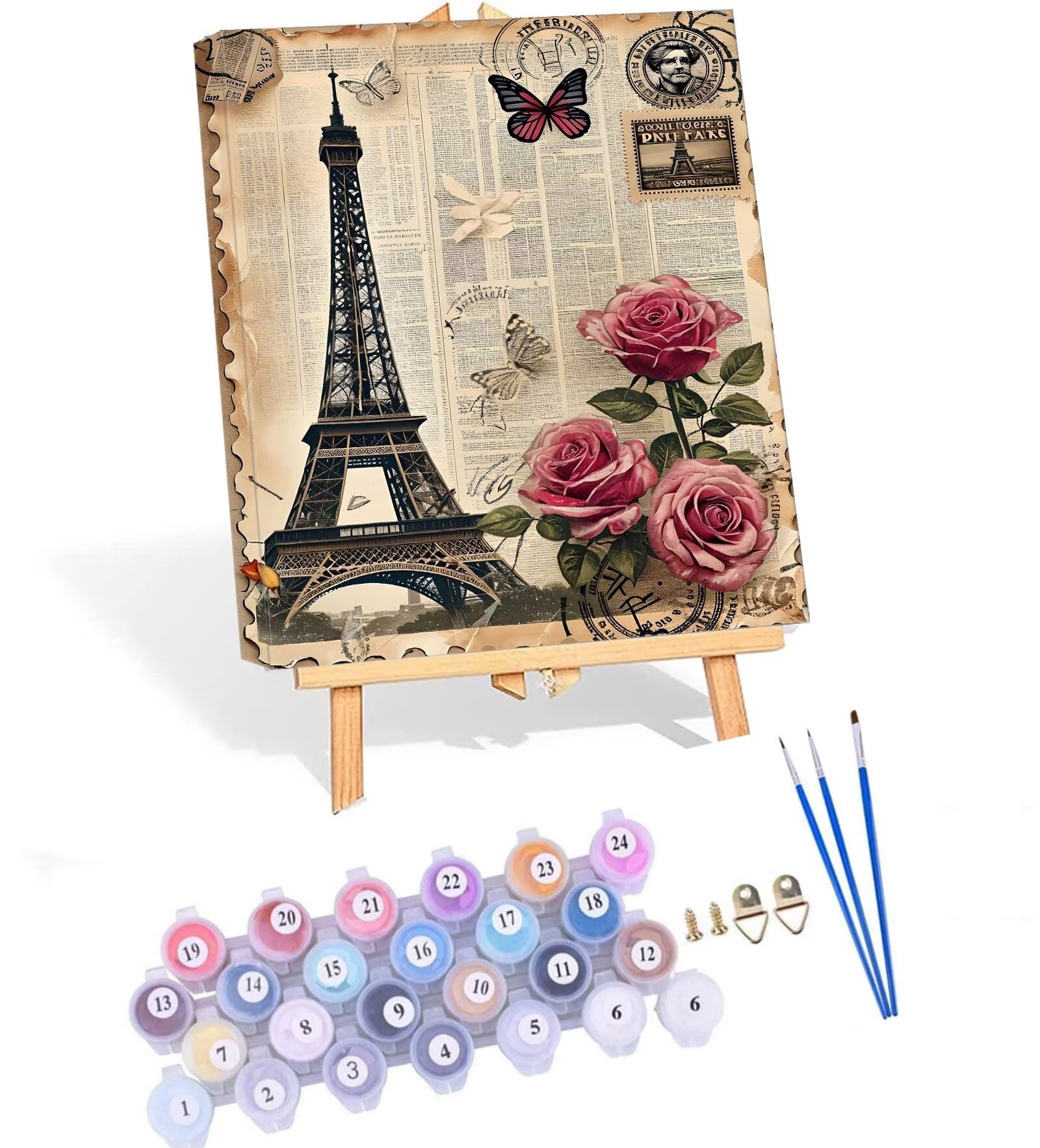 Rosa Pintar por Numeros Adultos, DIY Pintura por Números Niños, Kit de Pintura al óleo de Lienzo DIY para con Pinceles, Pigmento Acrílico, Paint By Numbers Adult, Sin Marco 100x150cm, Torre P-309
