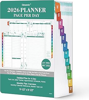 2026 Planner Refills – Planner Refills 2026, Jan.2026 - Dec.2026, 2 Pages Per Day Daily ＆ Monthly Planner 2026, 5.5" x 8.4", Daily Tracker