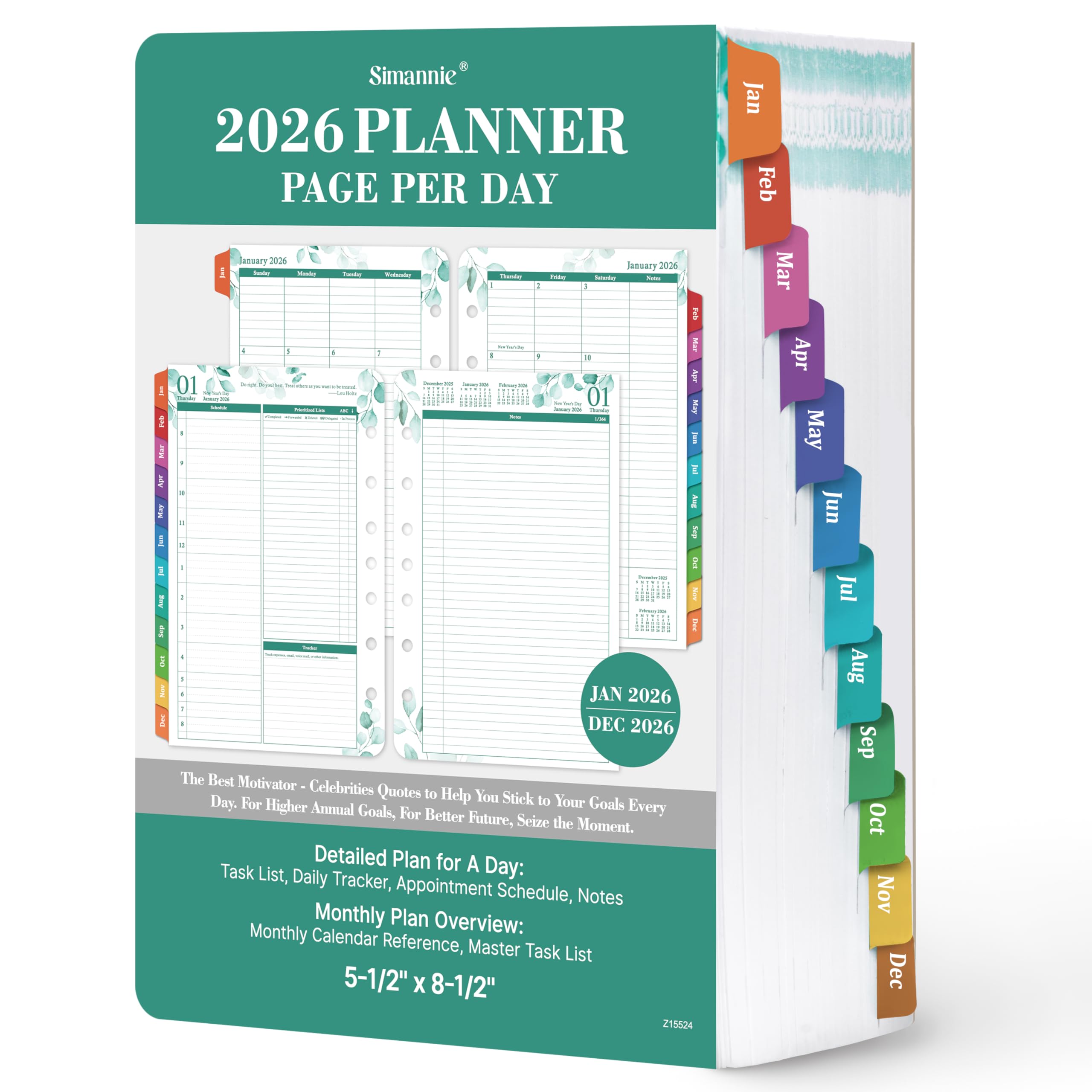 2025-2026 Planner Refills, Jul.2025 - Jun.2026, 2 Pages Per Day Daily & Monthly Planner, 5.5" x 8.4", Daily Tracker