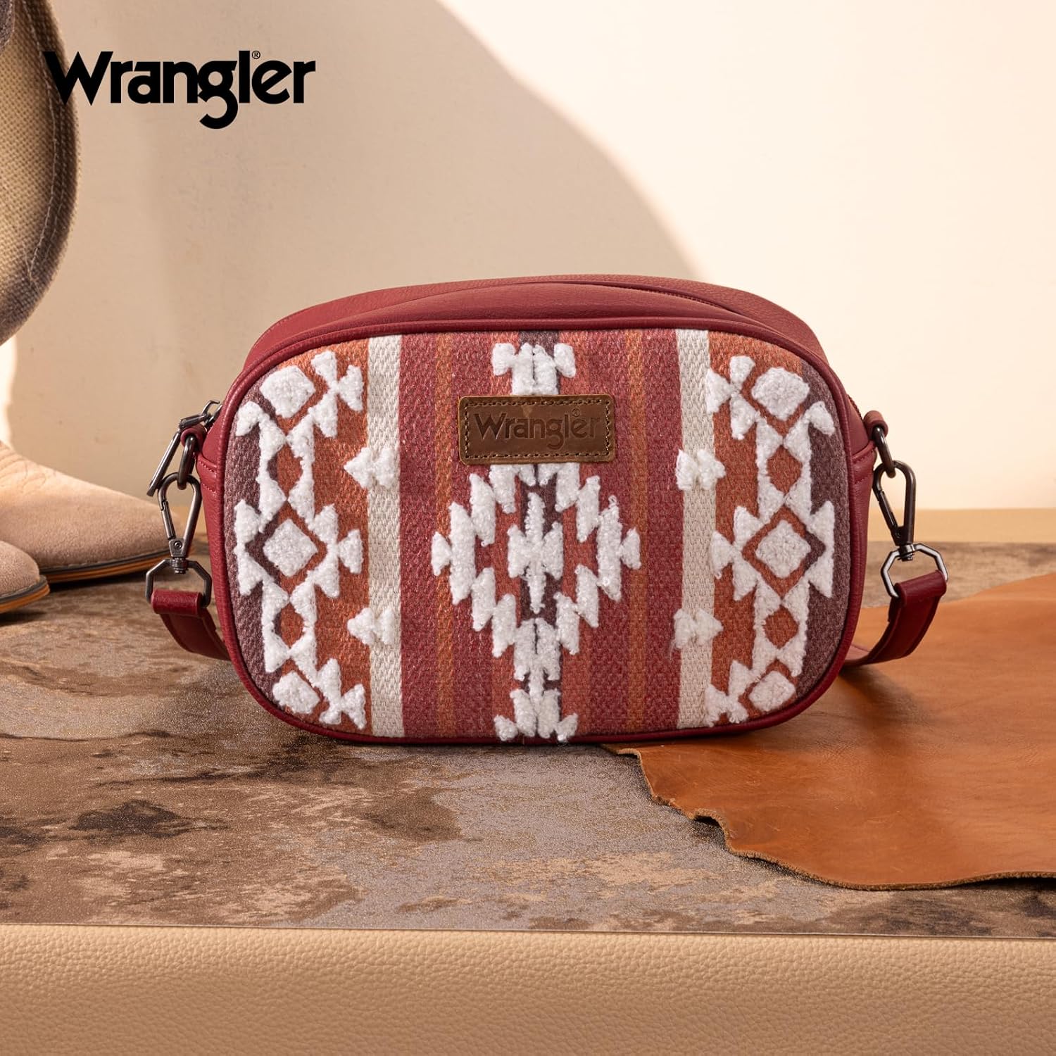 Wrangler Crossbody Bags for Women Sherpa Aztec Canvas Crossbody Purse