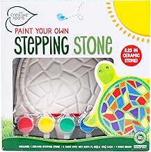 Creative Roots Paint Your Own Turtle Stepping Stone by Horizon Group USA, 6 Paint Pots and Brush Included, Assorted