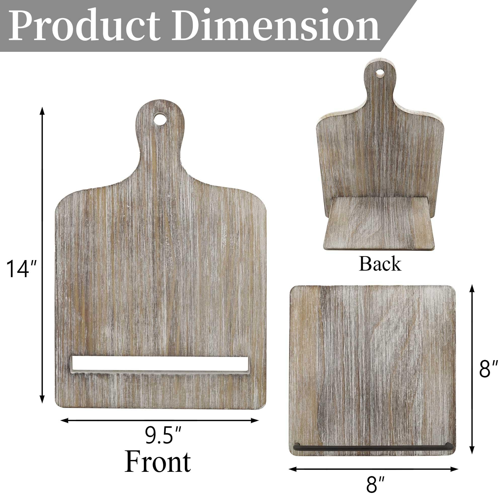 Soporte para libros de cocina Soporte para libros de cocina | Soporte para recetas de madera estilo tabla de cortar con soporte extraíble ajustable (gris)