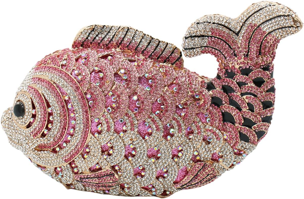 Women Mini Fish Clutch Luxury Rhinestones Purse Sparkling Banquet Handbag Wedding Party Clutch Bag