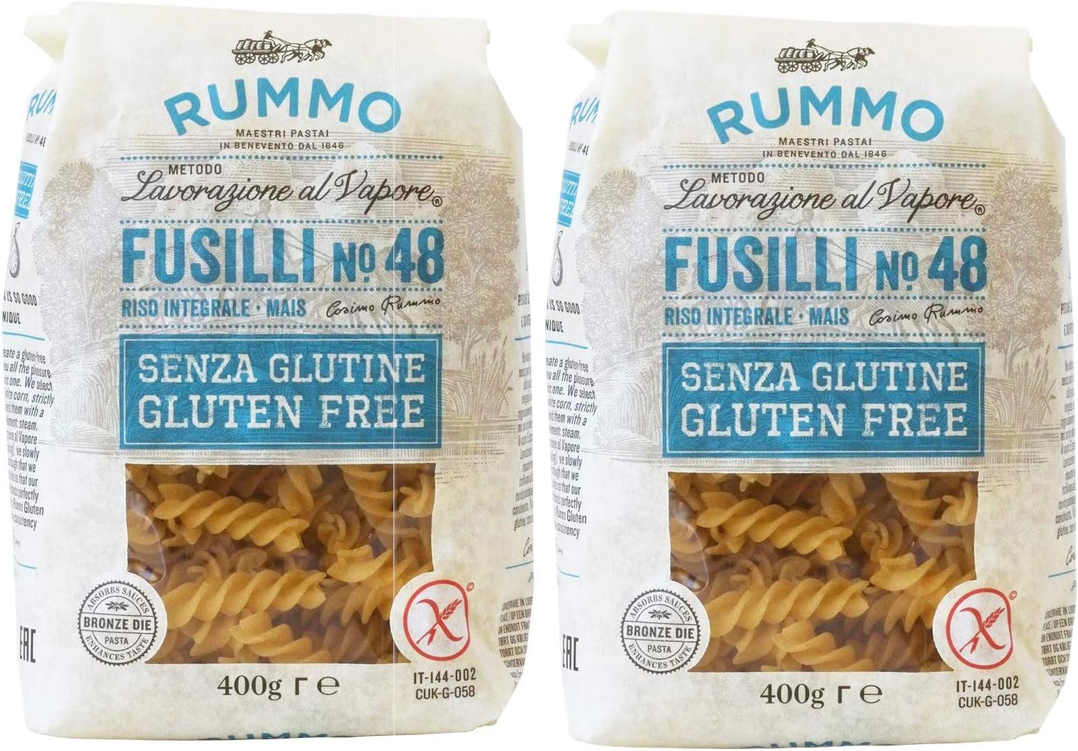 Gluten Free Fusilli Pasta Rummo - 2 Packages x 400 gr