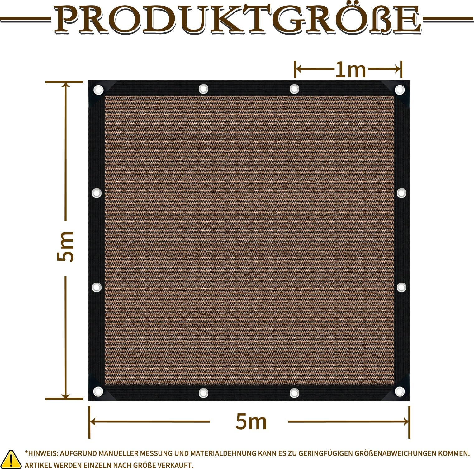 Schattennetz 80% UV Sonnensegel mit Ösen 5x5m für Terrasse | HDPE-Schattierungsnetz, UV-beständig, atmungsaktiv, langlebig, wiederverwendbar, mit Ösen schützt Pflanzen im Beet/Glashaus