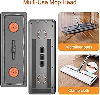 Vista 7 de Juego de trapeador y cubo con escurridor para el hogar, sistema de trapeador plano y cubo de 61" para limpieza de pisos, trapeador húmedo y seco