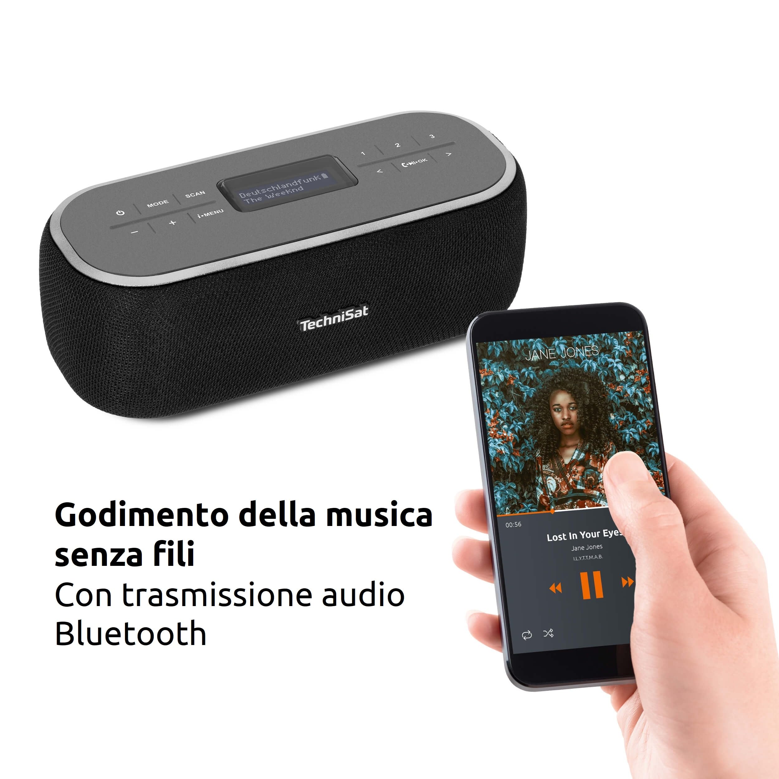 TechniSat VIOLA BT 1 Altoparlante Bluetooth portatile DAB+ FM radio sveglia LCD vivavoce AUX-in 6W