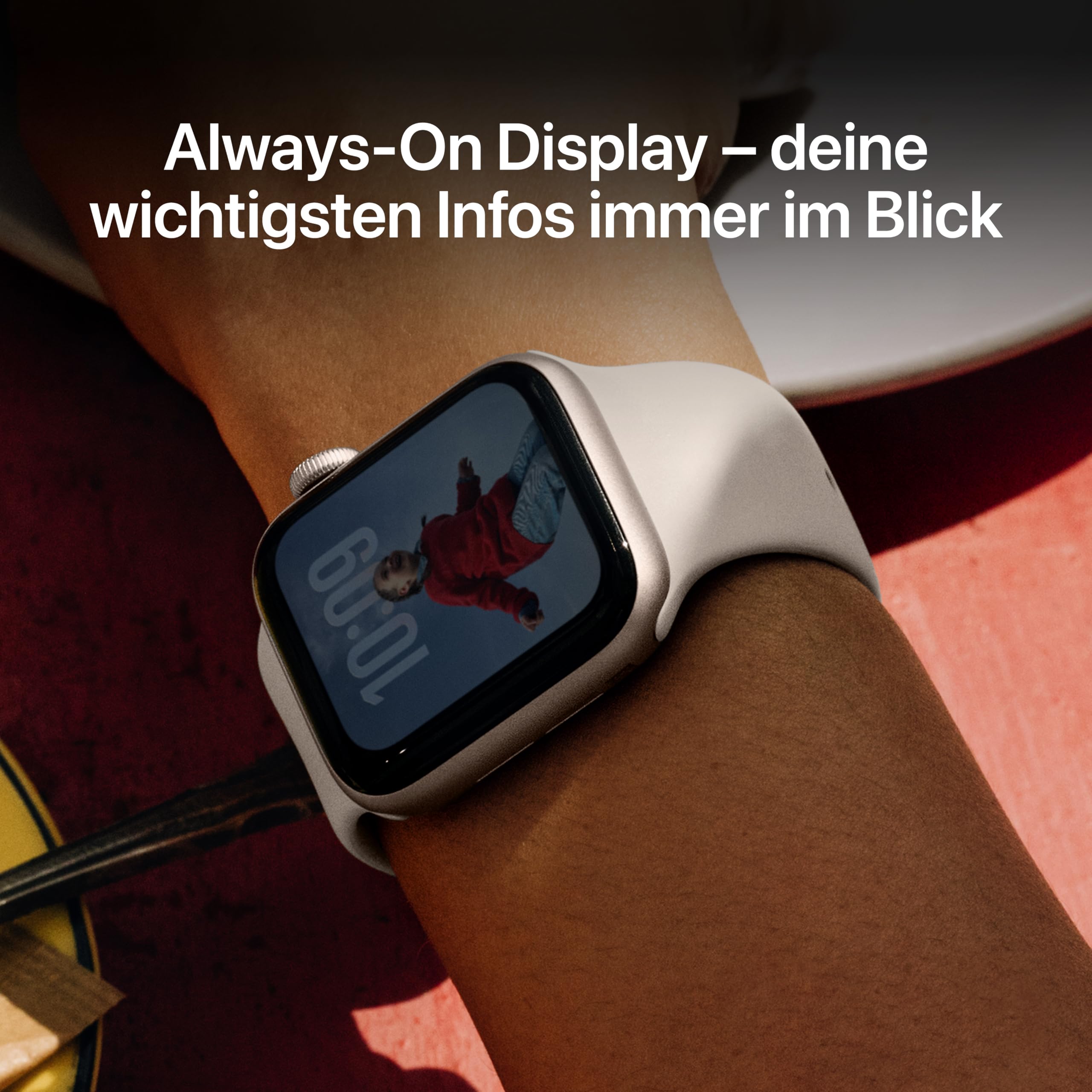 Apple Watch SE 3 GPS 40 mm Smartwatch mit Aluminiumgehäuse in Polarstern und Sportarmband in Polarstern (S/M). Fitness‑ und Schlaftracker, Herzfrequenzmesser, Always-On Display, Wasserschutz