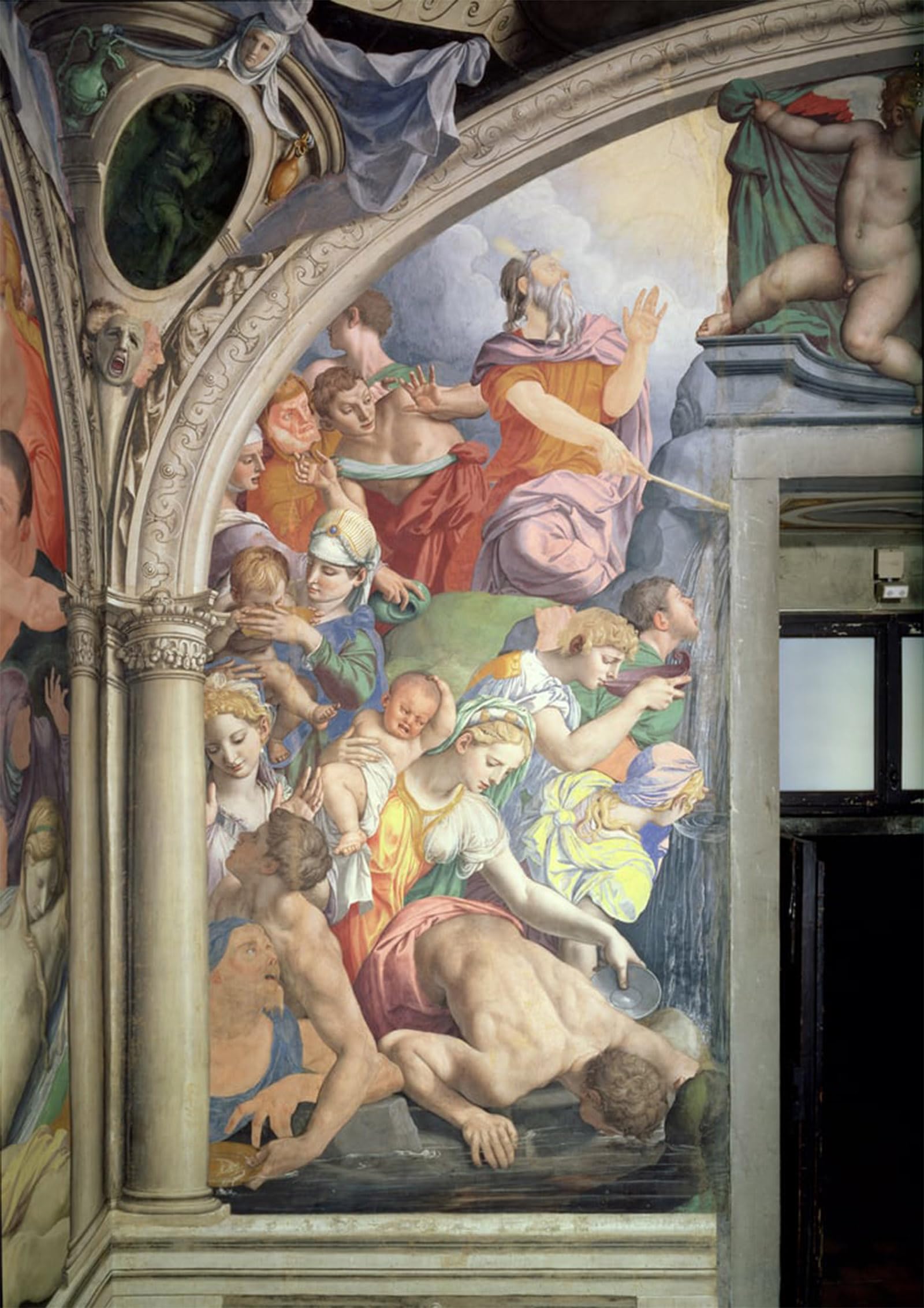 POSTERIIk Vintage Art Print Images Pictures Print Moses Striking Water From the Rock From the Capella Di Eleonora by Agnolo Bronzino Modern Colour Posters for Office Home Decor 60x90cm