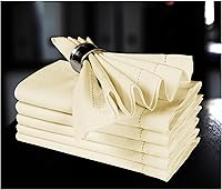 Vista 14 de Bedding Craft Juego de 12 servilletas de cena de tela de lino de linaza y algodón - 18x18 pulgadas, naturales con dobladillo, de tela reutilizable