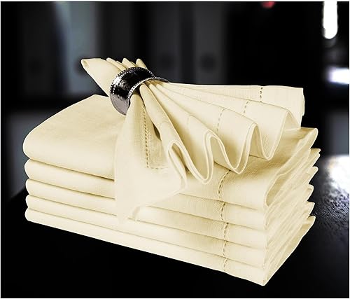 Miniatura 14 de Bedding Craft Juego de 12 servilletas de cena de tela de lino de linaza y algodón - 18x18 pulgadas, naturales con dobladillo, de tela reutilizable