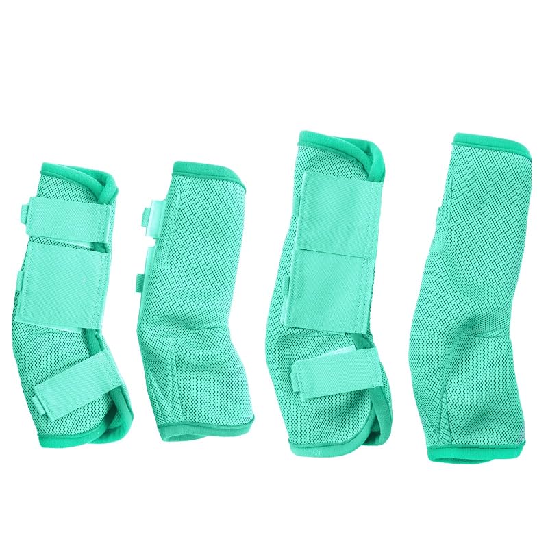 Botas contra moscas para cavalos em malha respirável Gallopoff, Verde, tamanho Full, conjunto com 4