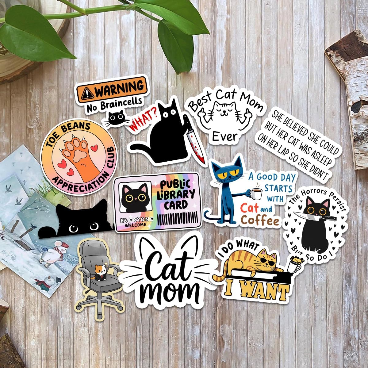 12 Pcs Funny Cat Stickers Pack, Cute Kitty Vinyl Decals with Hilarious Quotes for Cat Moms, Pet Lovers, Laptops, Water Bottles, Journals, Scrapbooking, and Gift Ideas 3 - Image 2
