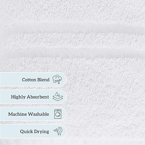 Vista 6 de GREEN LIFESTYLE Toalla de baño de lujo, paquete de toallas de baño grandes blancas para spa, gimnasio, baño, hotel, 86% algodón y 14% poliéster