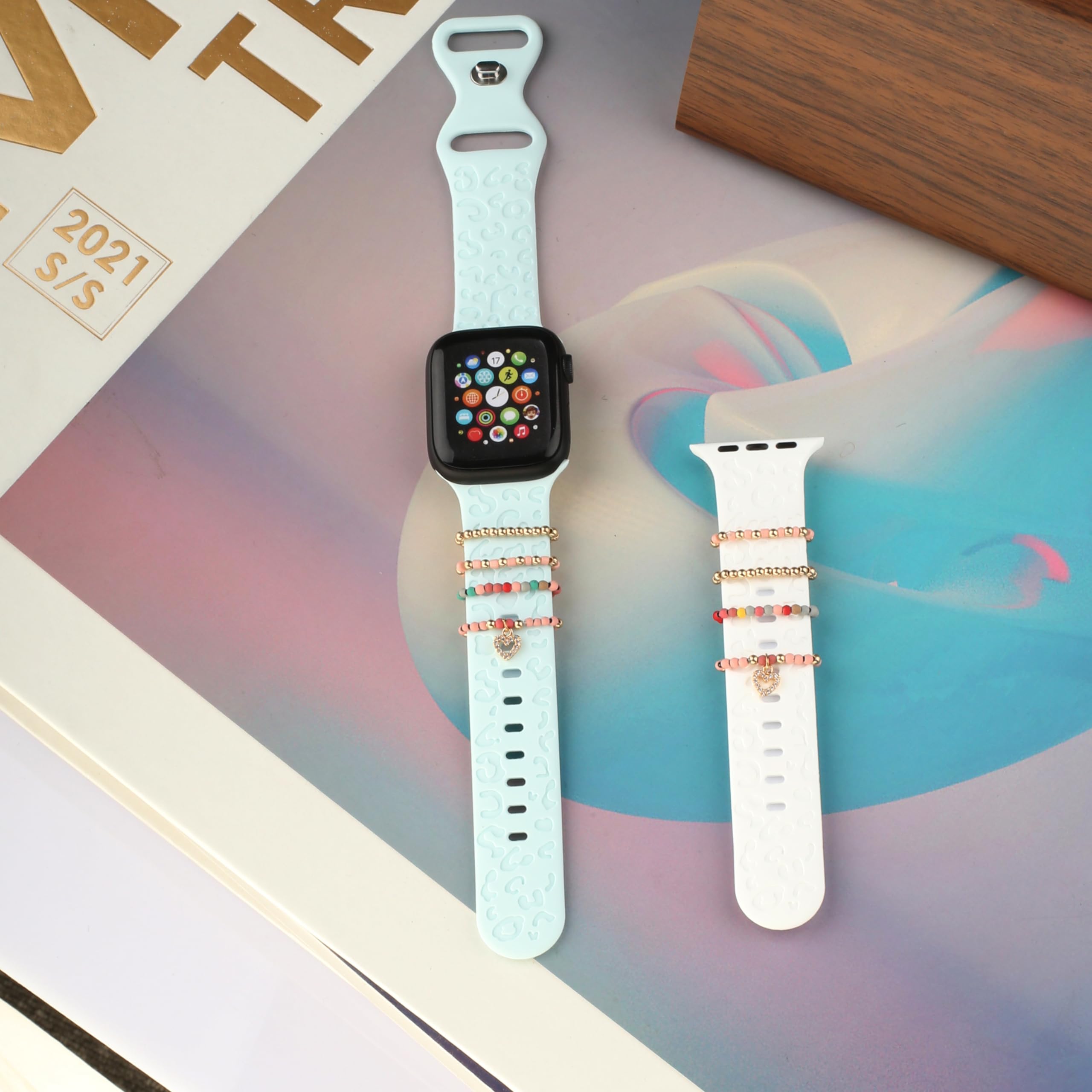 Groliva Watch Band Charms Cute Stretchy Beaded Charms Accessories jewelry For Apple Watch Bands Compatible with Apple Watch 38mm 40mm 41mm 42mm 44mm 45mm 49mm