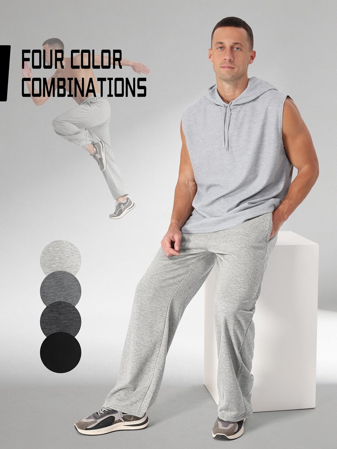 4 Pack Mens Sweatpants Athletic Joggers Mens Workout Open Bottom Lightweight Sweat Pants with Pockets - Image 6