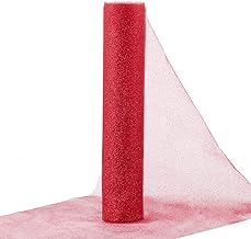 Red Glitter Tulle Ribbon Roll Table Runner 10 m x 30 cm Organza Strap Spool Cover for Chairs Wedding Communion Christmas Decoration Birthday Packaging Banquet Crafts