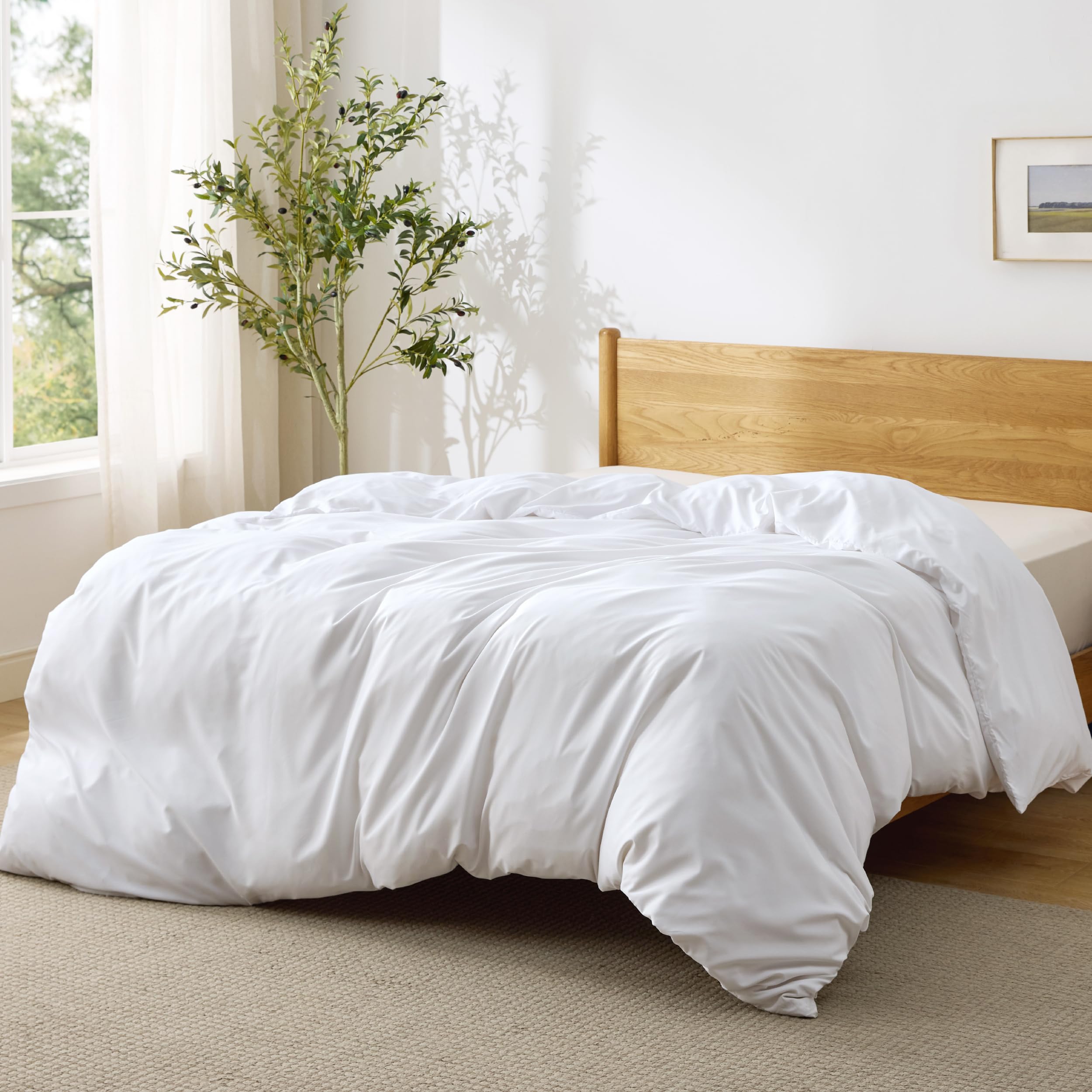 Bedsure Duvet Cover Queen Size - Only Includes 1 Duvet Cover (90"x90"), Hotel Luxury Soft Double Brushed All Season Bedding for Kids & Adults, Zipper Closure, White (No Comforter, No Pillow Shams)