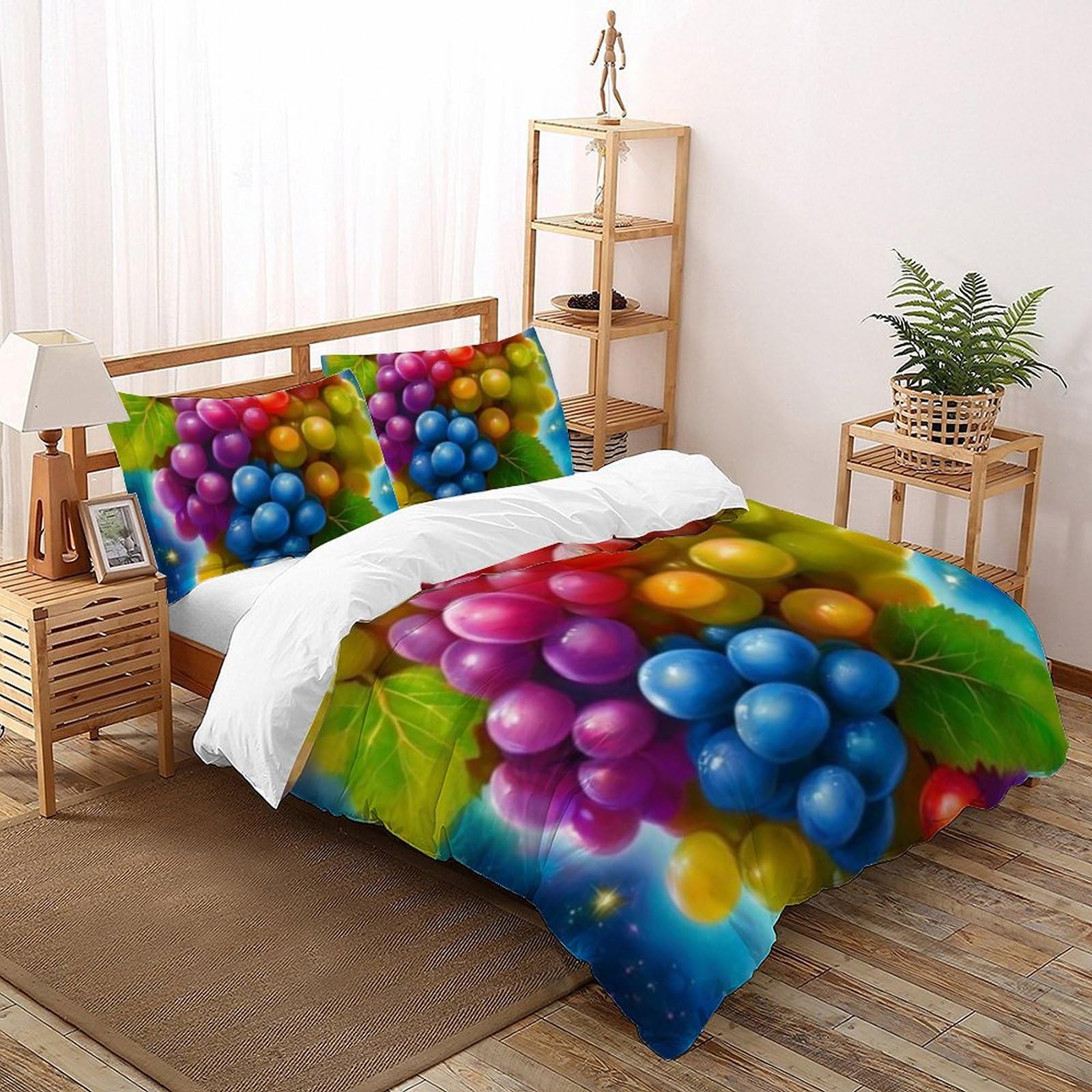 Housse de couette super king fruits imprimé 3D en microfibre 260x220cm