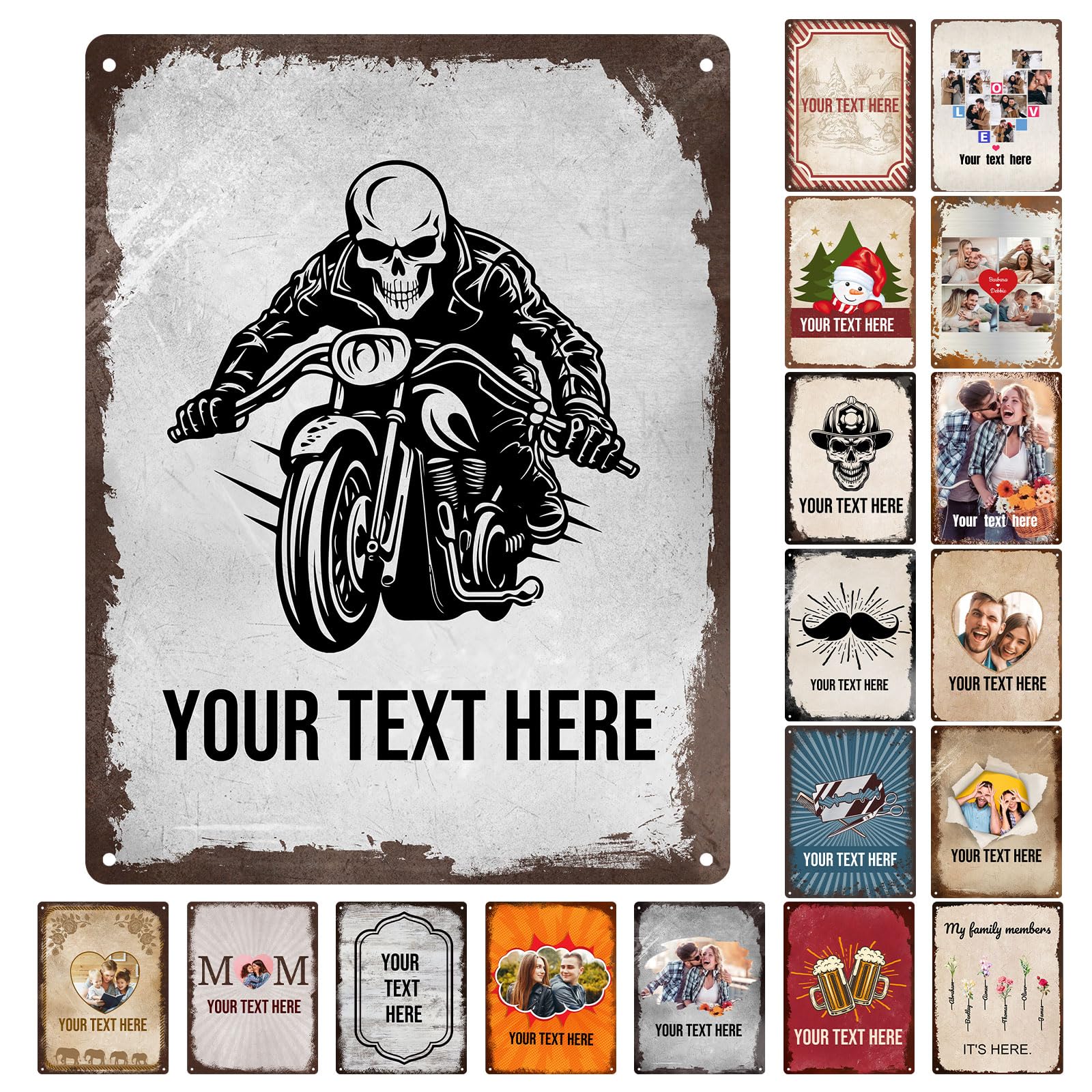 Custom Metal Sign Wall Decor with Photo/Text, Personalized Retro Tin Sign, Vintage Art Signs for Home Decoration, Wall Art Decor Ready to Hang - 11 Sizes