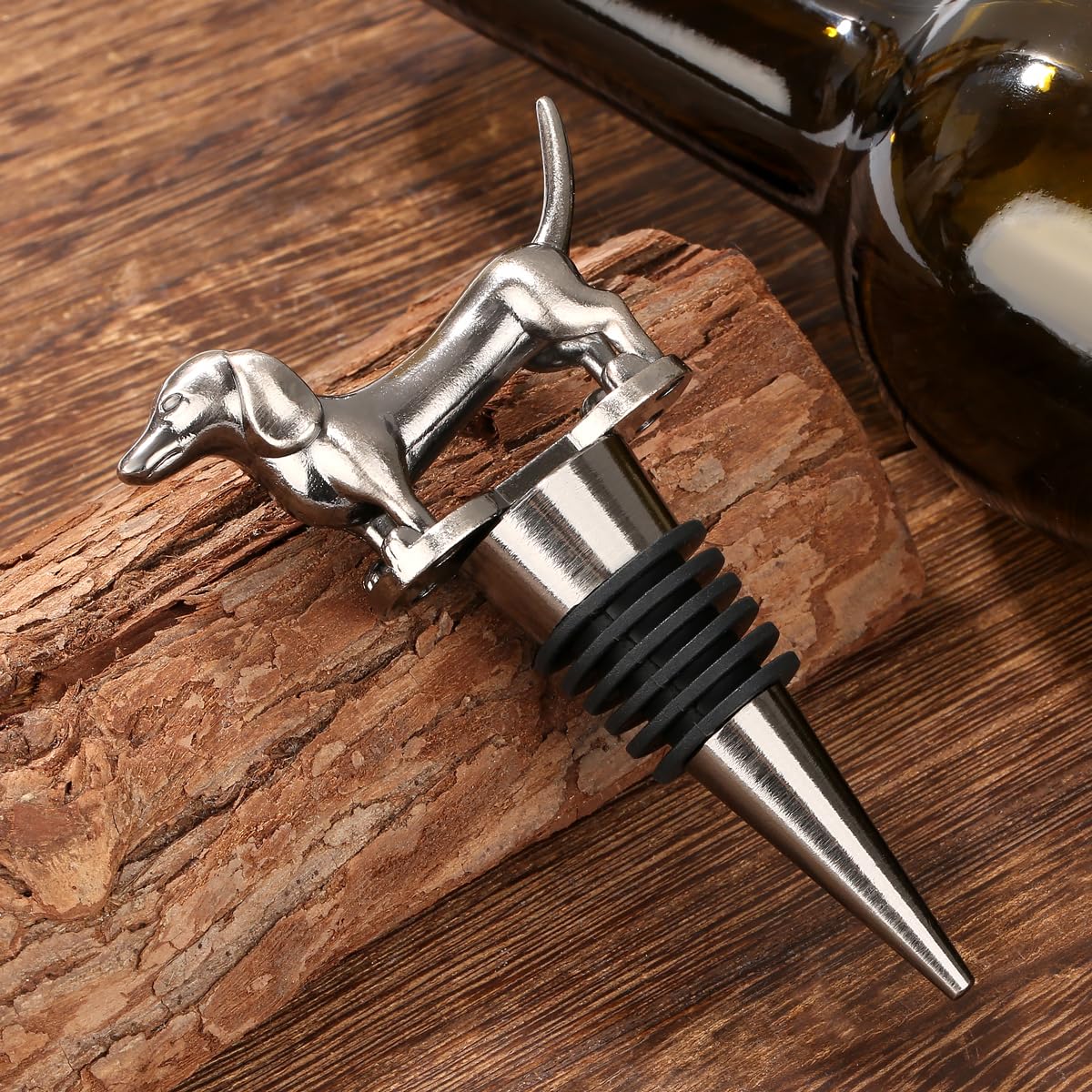 Dachshund - Tapón de botella de vino para vino champán, regalos de perro salchicha, regalos de vino para hombres, papá, mujeres, amantes de los perros de salchicha, regalos de cumpleaños 6