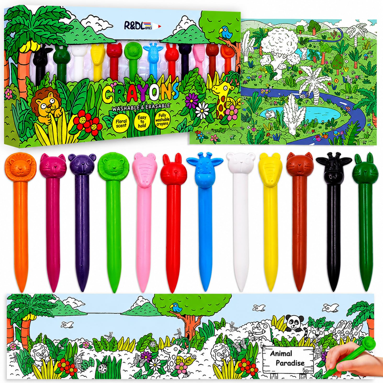 Amazon.com: R&DLanci Animal Crayons for Toddlers, 11-colors
