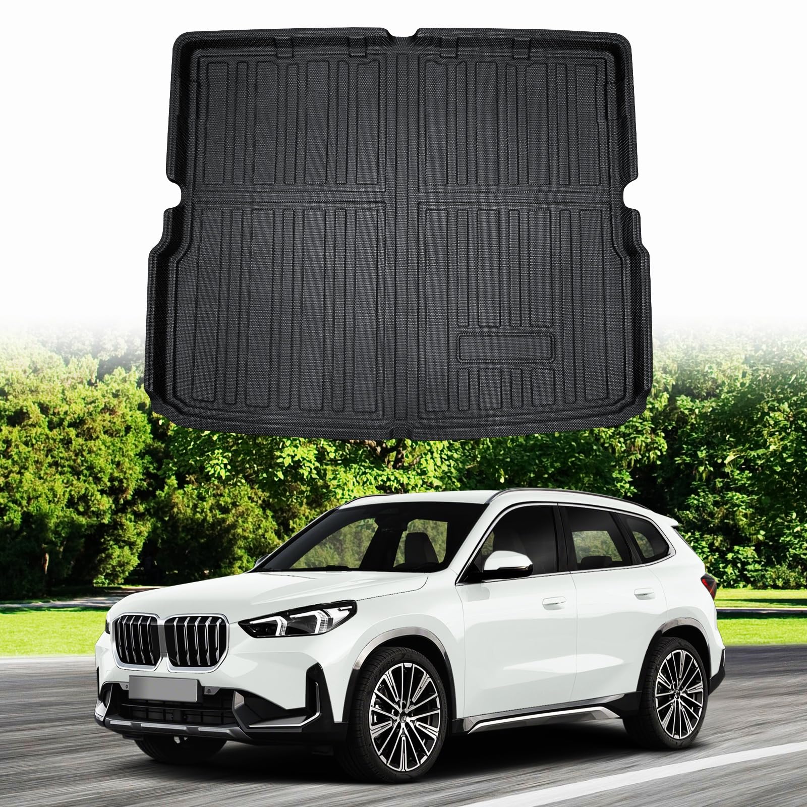 ECOZEN Vasca Baule per BMW x1/ix1 U11 2022-2026 3D Specifica In TPE Proteggi Bagagliaio auto, BMW x1 ix1 U11 Tappetino del bagagliaio con bordino rialzato resistente impermeabile tutte le stagioni