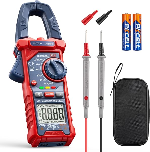 AstroAI Pinza Ampérimetrica, Multímetro Digital Profesional, Polímetro, Voltímetro, Tester para Corriente CA, Voltaje CA/CC, Resistencia, Frecuencia, Capacitancia, Continuidad, Diodos de Prueba - 1