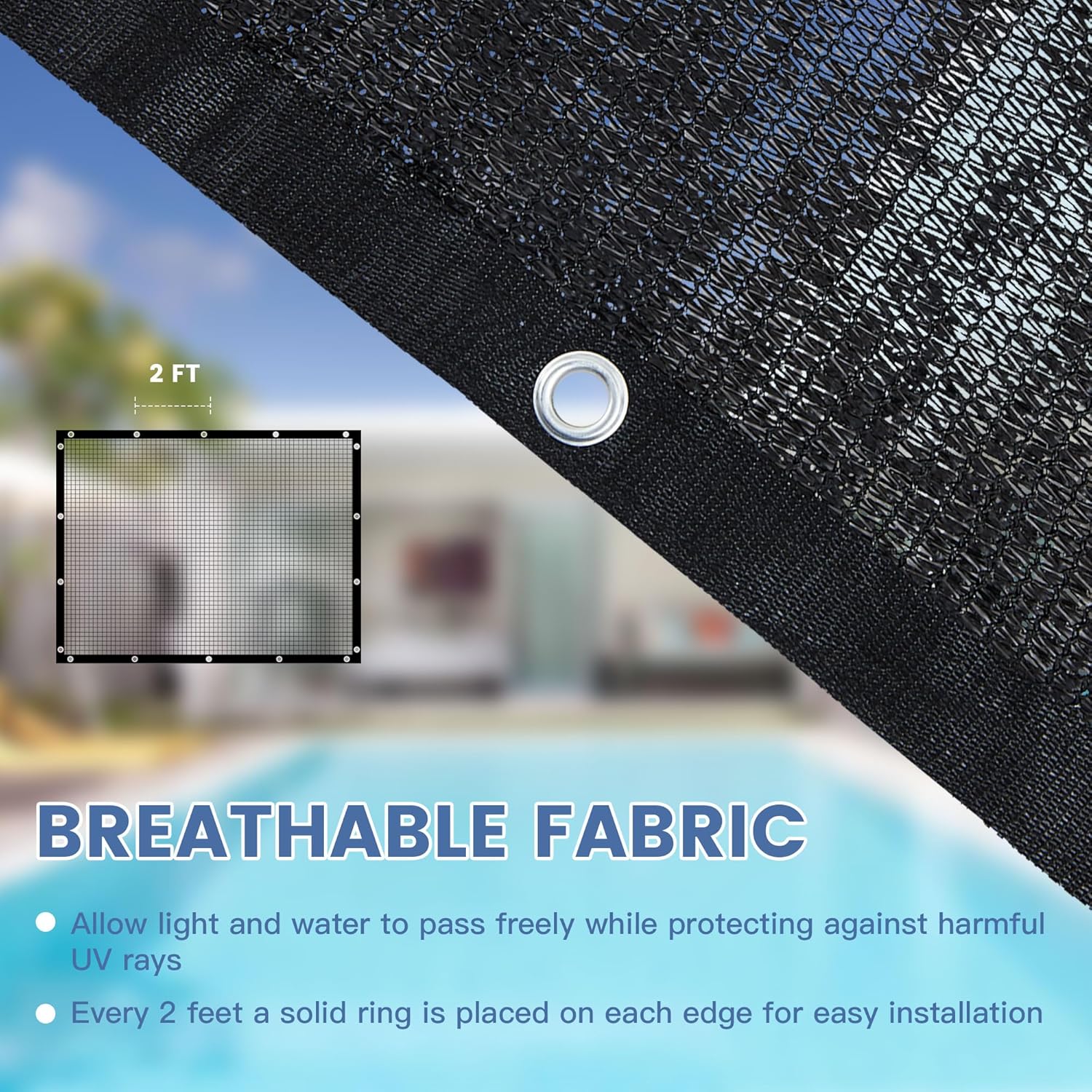 90% Shade Cloth for Garden, Outdoor Sun Shade Netting with Reinforced Grommets, Pergola Shade Cover Mesh Tarp for Plants Patio Greenhouse Chicken Coop, 8x10 FT, Black