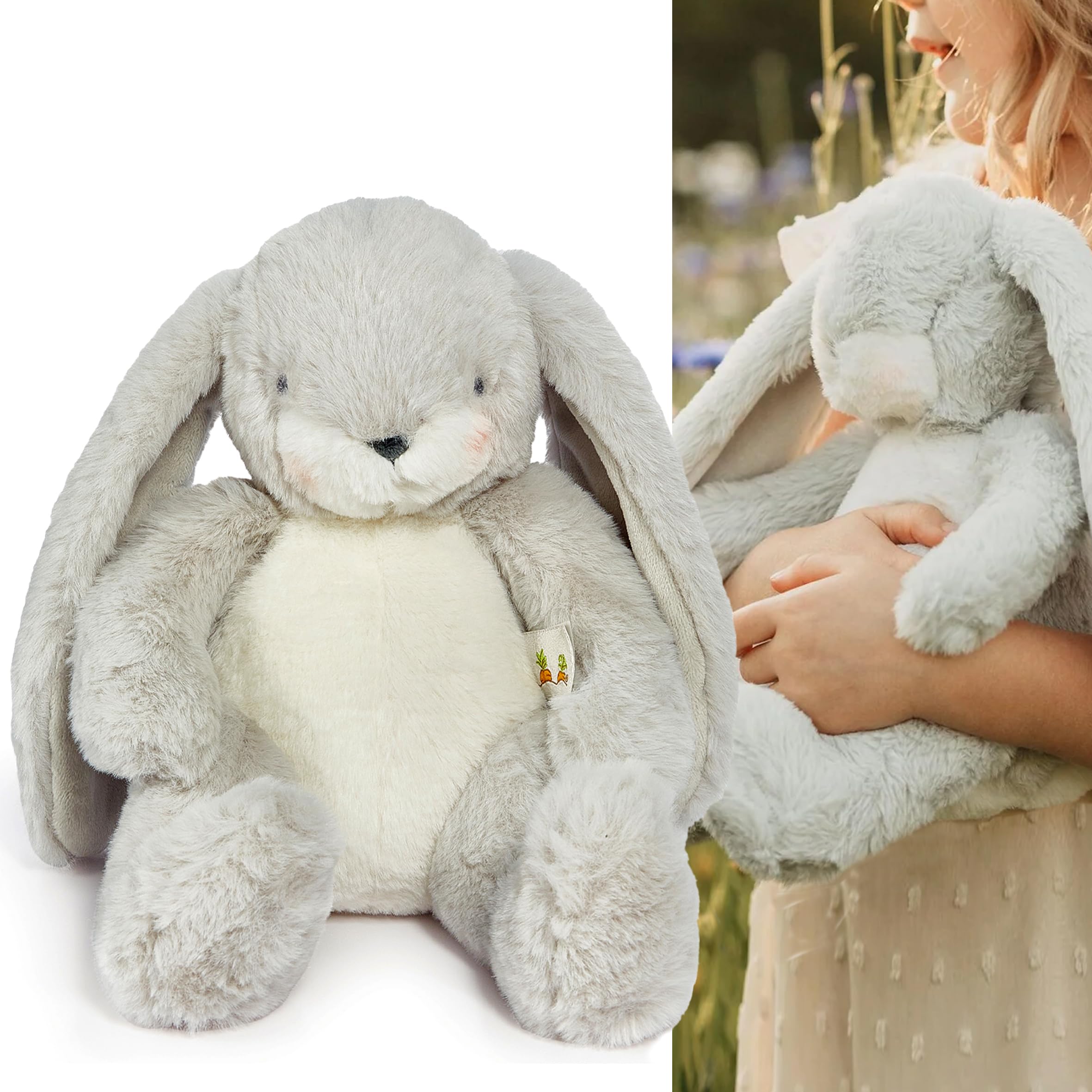 BUNNIES BY THE BAY Grey Bunny soft toy from Little Nibble Grey Bunny Teddy | Cuddly Toy with Super Soft Fur | 30cm Tall | Baby Safe | the Perfect First Baby Gift