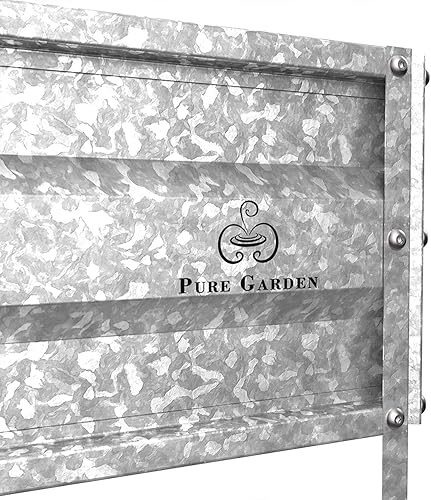Miniatura 11 de Pure Garden Kit de cama de jardín elevada y soporte para plantas con hierro galvanizado ajustable para cultivar flores, verduras, hierbas, 23.5