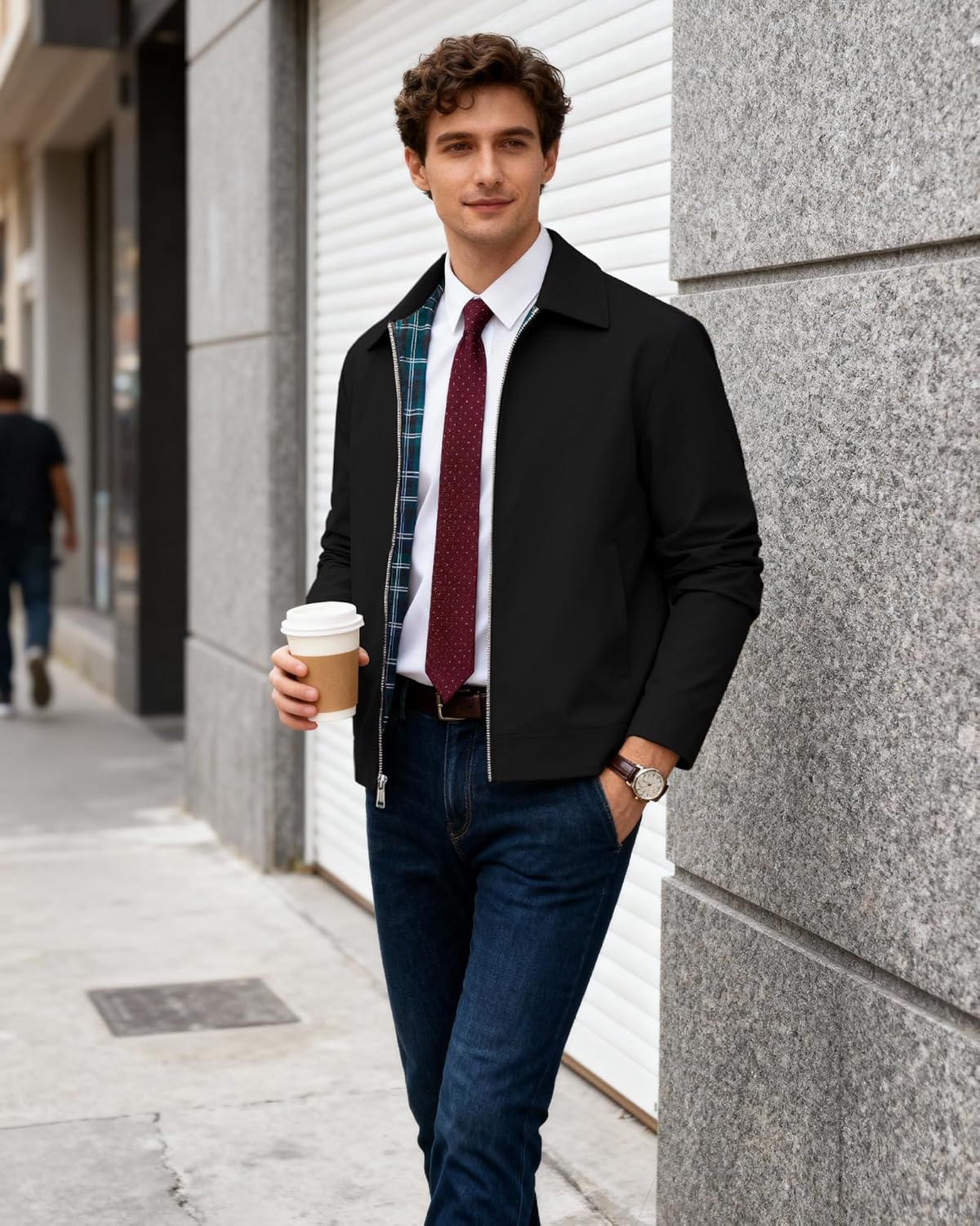 WULFUL Men's Lightweight Jackets Casual Windbreaker Stylish Light Golf Work Dress Business - Image 3