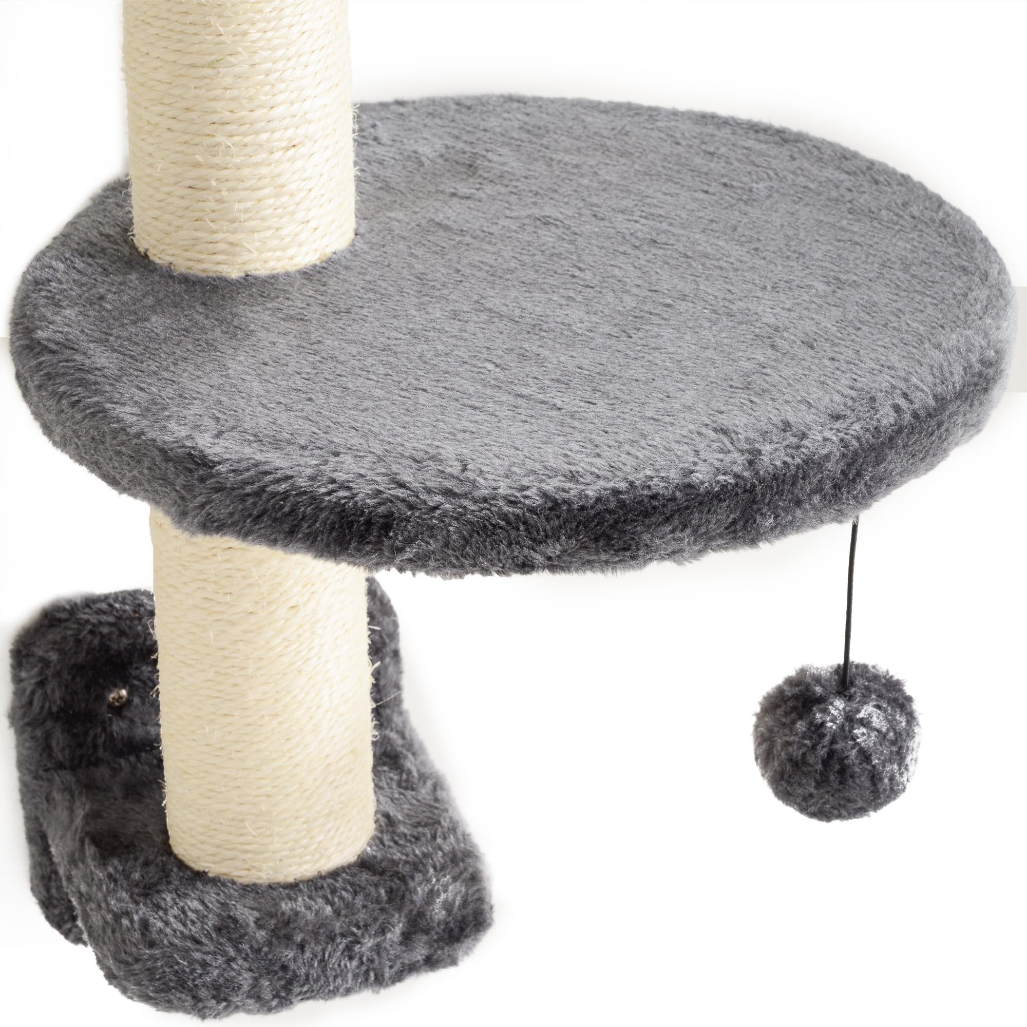 PawHut Kletterwand Katzen 4-teiliges Katzenwandmöbel bis 5 kg Dunkelgrau | Set, Hängematte, Katzenbrücke, Plattformen, Hängeball, Kratzsäule, zum Klettern, Spielen, Schlafen