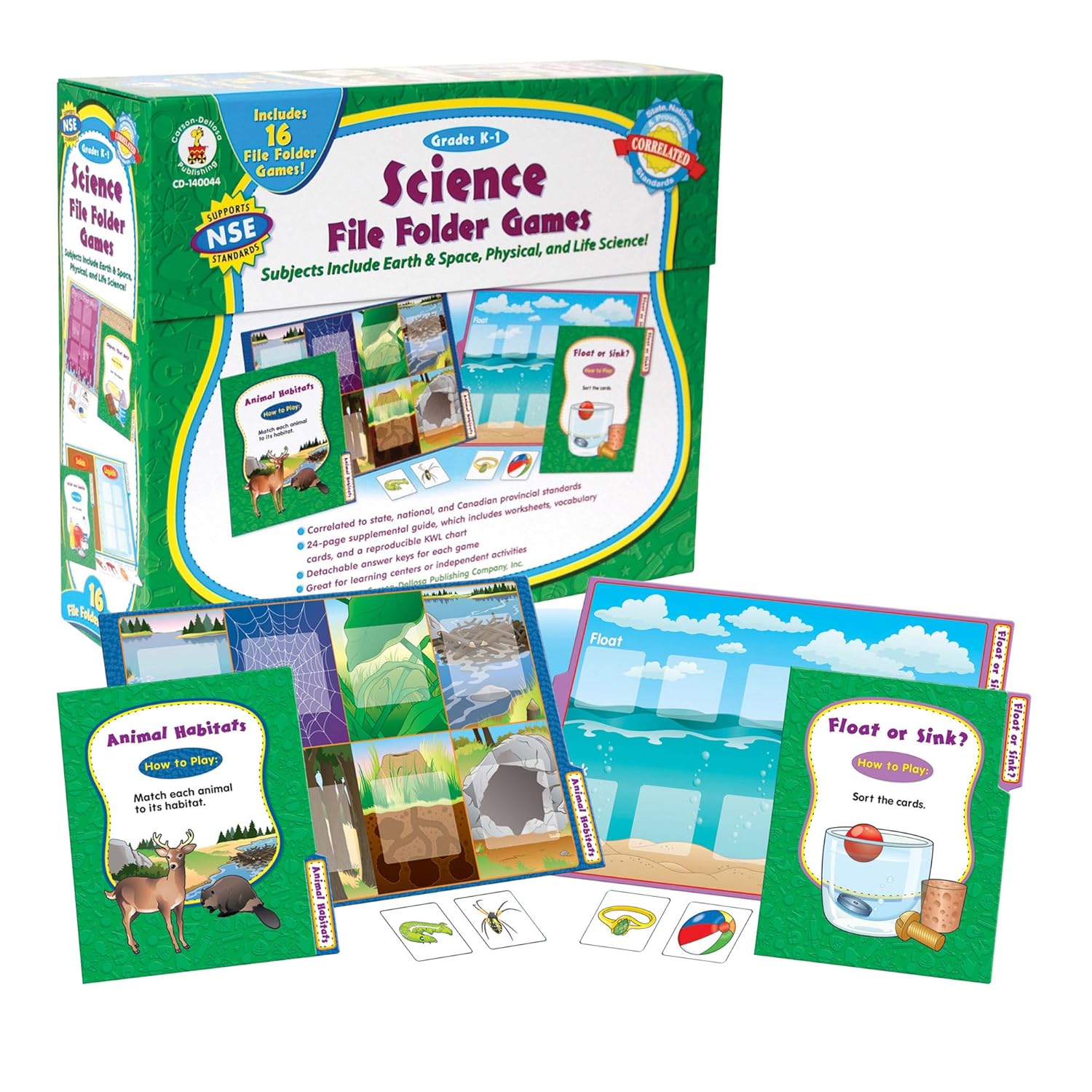 CarsonDellosa Science File Folder Games Grades K 1