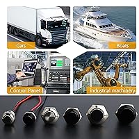 Vista 7 de STARELO 5pcs 12mm Momentary Push Button Switch Silver Shell with pre-Wiring, IP65 Waterproof Push Button Switch,Stainless Steel 1 Normally Open