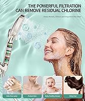 Vista 3 de SR SUN RISE - Cabezal de ducha con filtro y de mano, alta presión, 9 modos de chorro, desmontable, con cuentas descalcificadoras para aguas duras