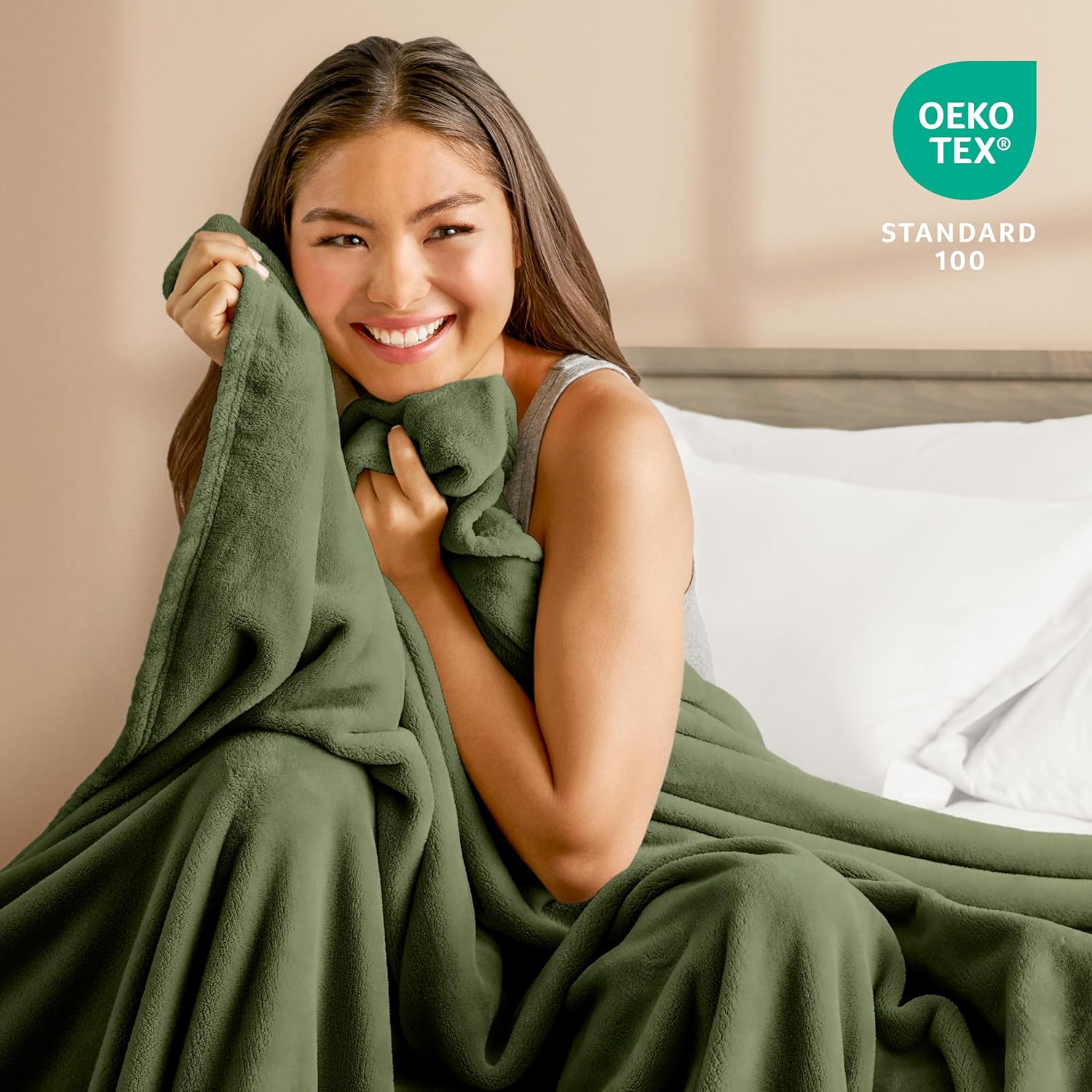 Bare Home Fleece Blanket - King Size - Ultra-Soft Lightweight for Bed, Sofa, and Couch - Luxury Microplush - Cozy Warm Blanket (King, Cypress) - Image 4