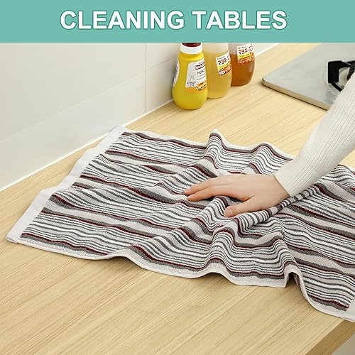 Miniatura 5 de SALAS Toallas de Cocina de Algodón Premium para Secar Platos, Toallas de Mano de Cocina Grandes y Largas, Paños para Platos Gruesos y Altamente Gris