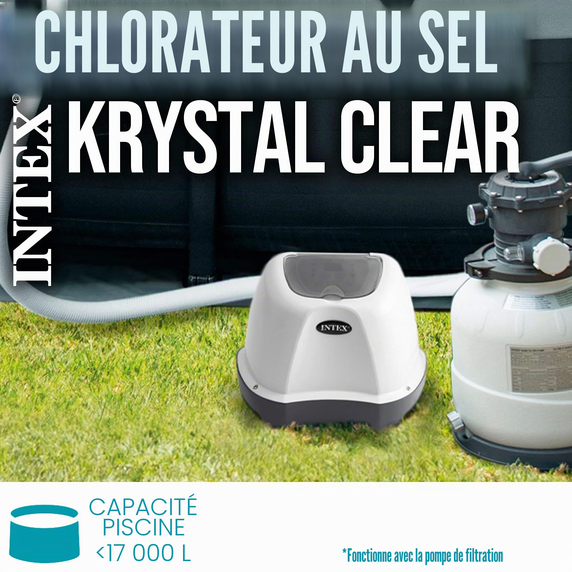 Intex - 26664 - Stérilisateur Au Sel QS400 Pour Piscine Jusqu'À 17M³, Blanc