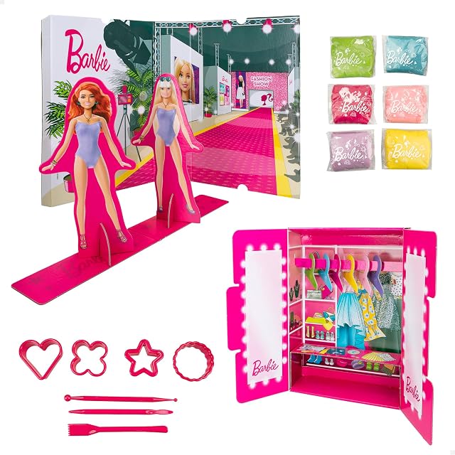 Liscianigiochi - Barbie - 88867 - Herramienta para Modelar - Show de Moda en Pasta - Armario de Pasta