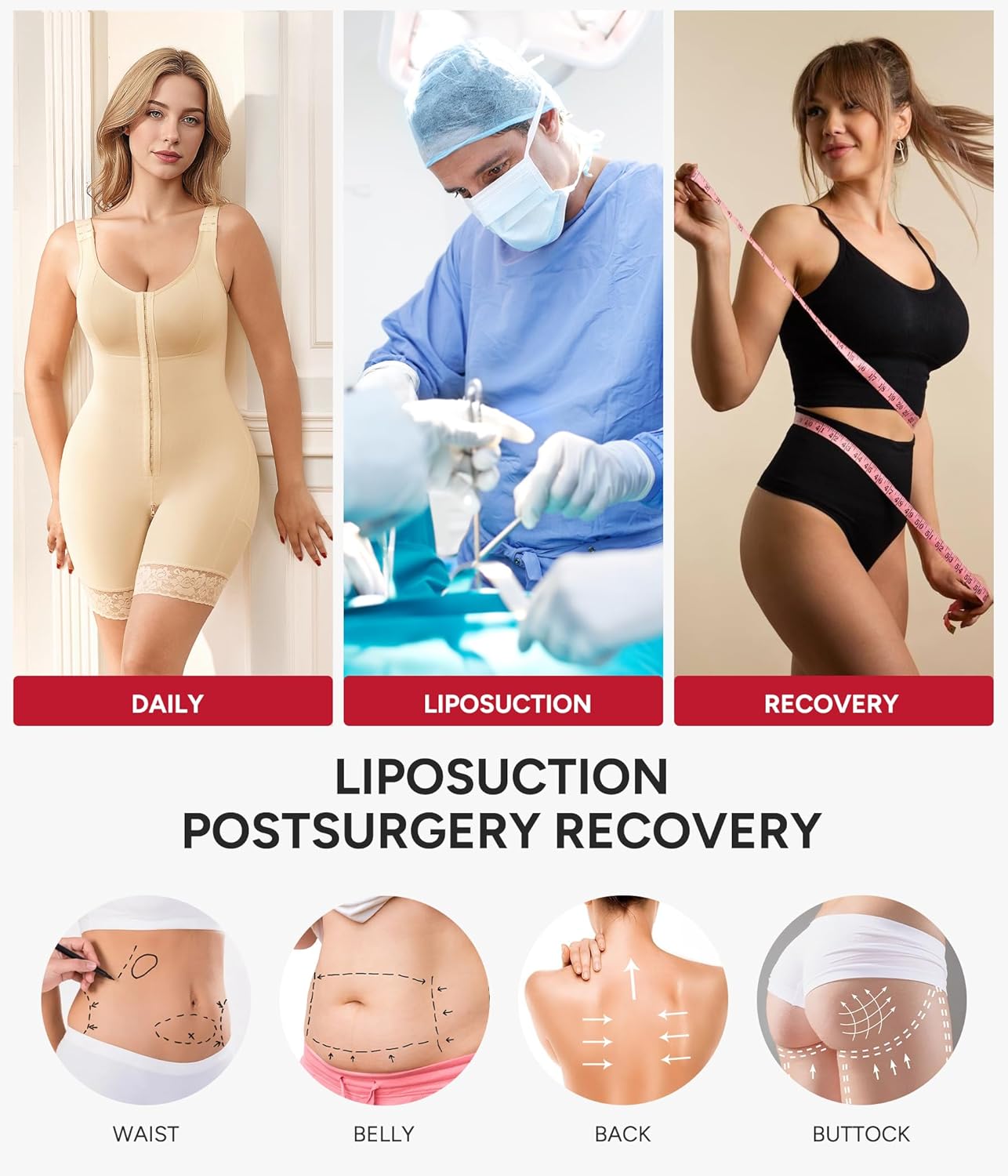 Nebility Fajas Colombianas Moldeadoras Shapewear for Women Tummy Control Postpartum Body Shaper Bodysuit with Zipper Crotch - Image 6