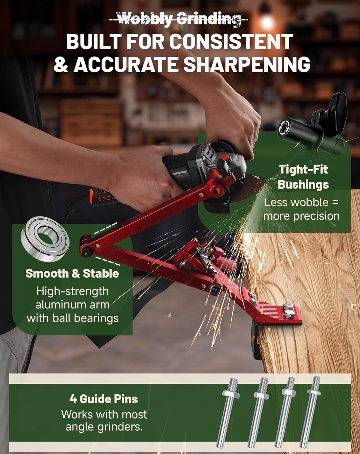 Lawn Mower Blade Sharpener, Lawnmower Blade Sharpening Tool with Balancer, Blade Sharpner Kit for Grinder