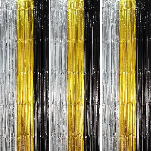Miniatura 231 de Cortinas de fondo de flecos de papel de aluminio para fiestas, 3 piezas, 39.6 x 98.4 pulgadas, azul retro 48 Retro Azul,03 Rosa,04 Rosa
