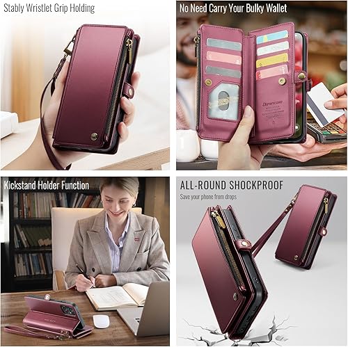 Miniatura 4 de Defencase Funda tipo cartera compatible con Motorola Moto G Stylus 5G 2023 con bloqueo RFID, cierre de cremallera, tarjetero de piel sintética suave