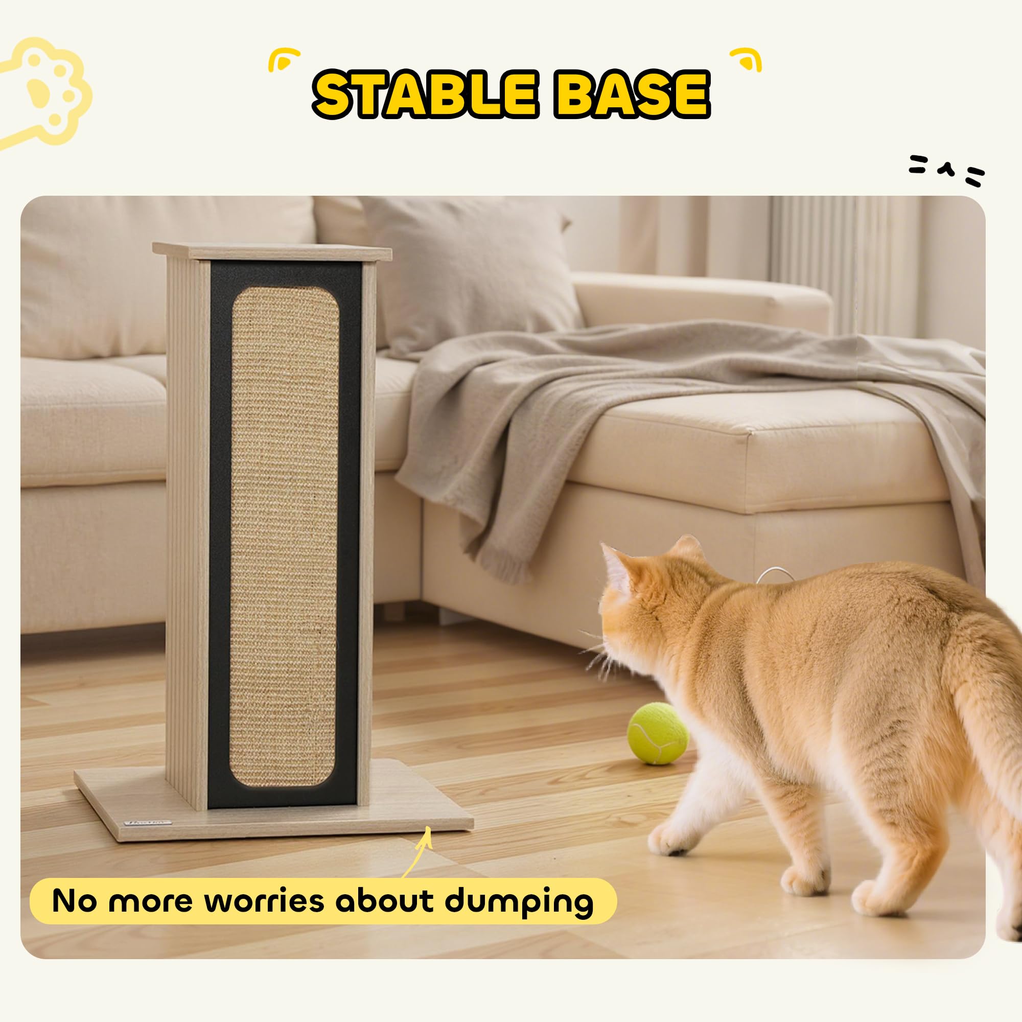 Rascador para Gatos PawHut, rascador Alto de 63 cm con Tablero de rascado reemplazable, Percha Superior, Alfombrilla de rascado de sisal Natural, para Gatos Grandes y Gatitos, Roble