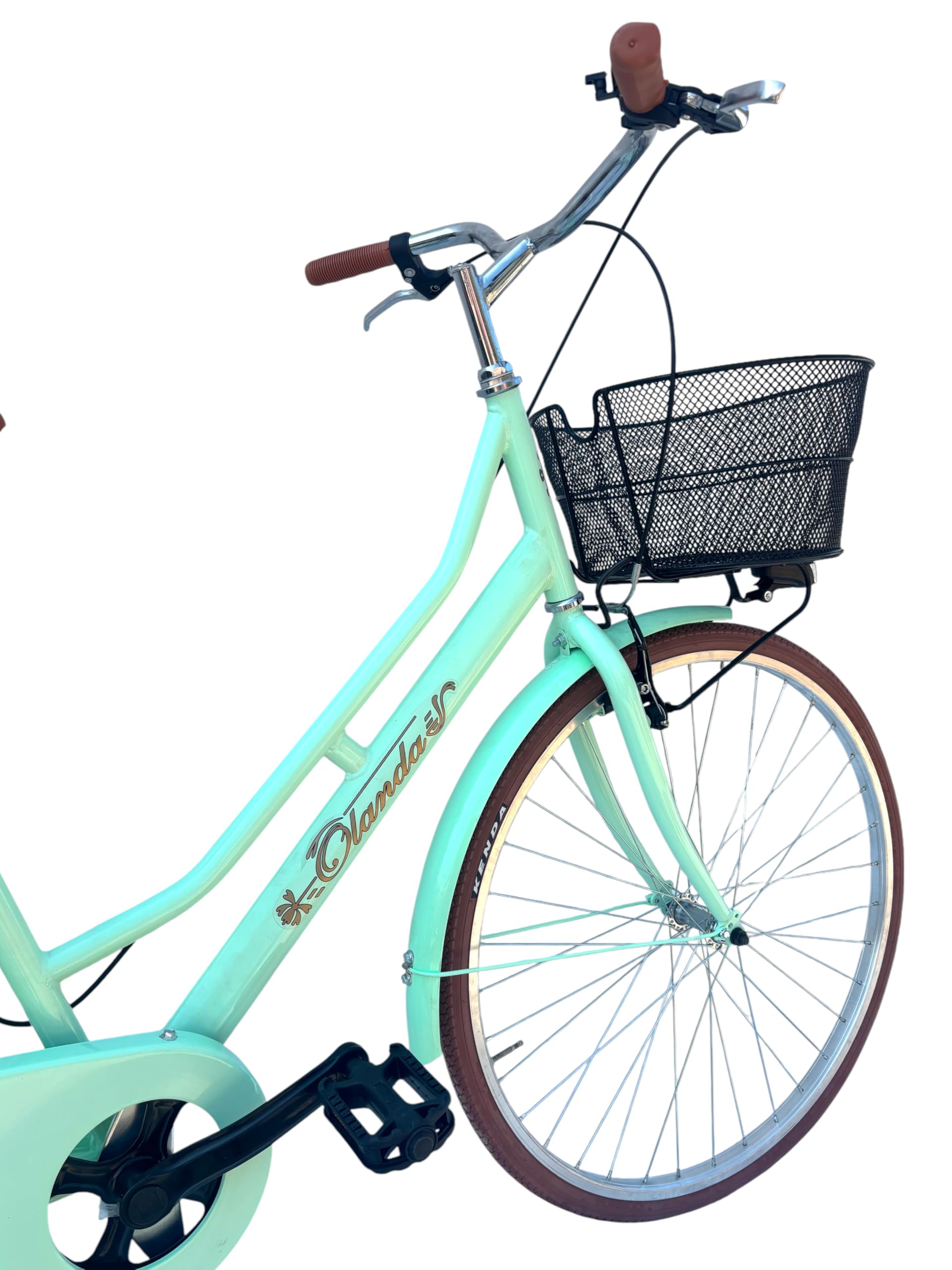 MADICKS Bicicletta Donna da Passeggio Olanda Misura 26 Bici da città Vintage retrò con Cestino Turchese