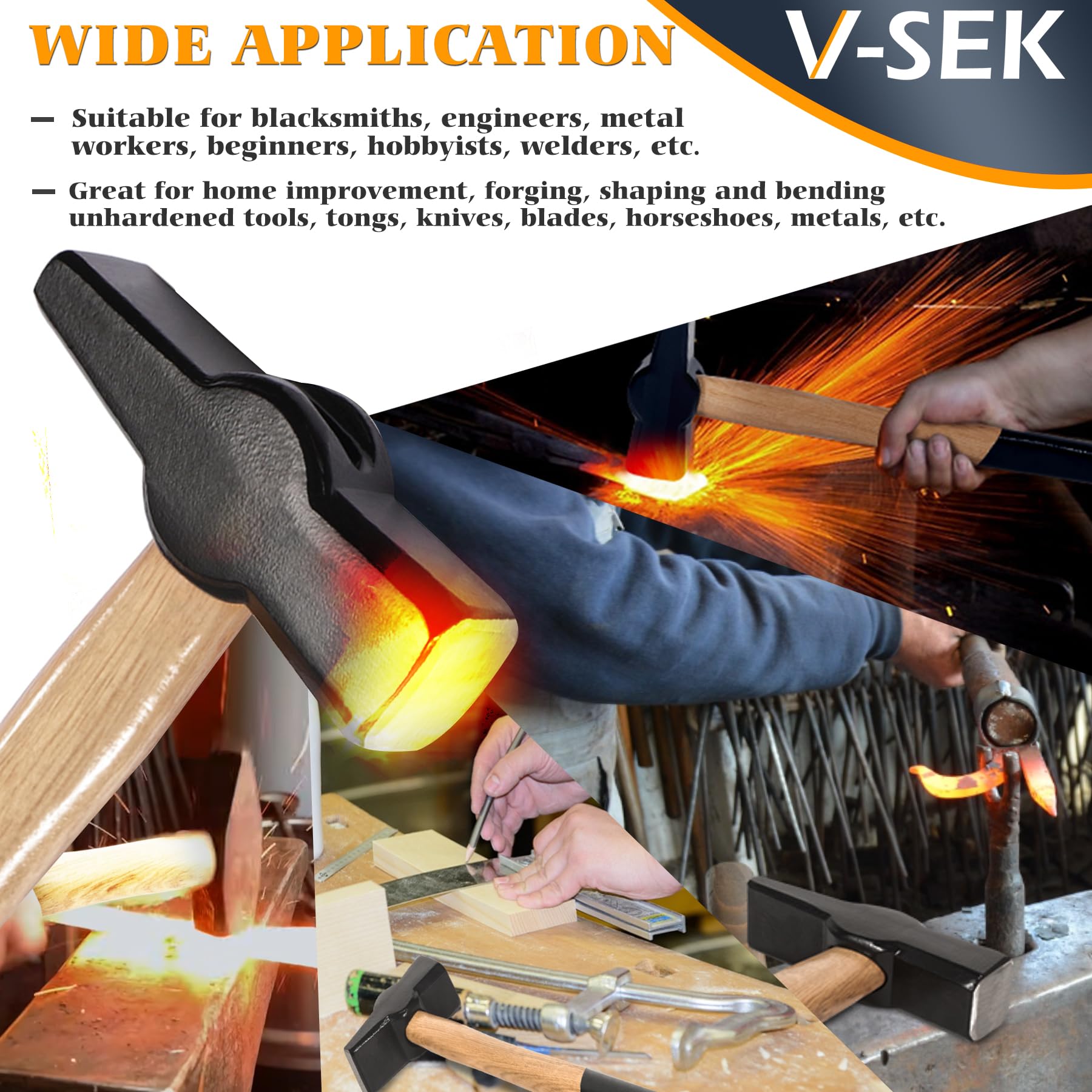 V-SEK Blacksmith Hammer 0000811-1000 Bladesmith Blacksmithing