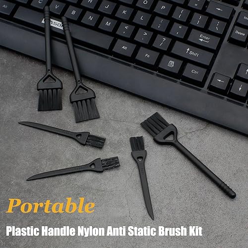 Miniatura 5 de Cepillo de limpieza de teclado, 6 piezas de mango de plástico de nailon antiestático kit de cepillo apto para teclado de computadora, laptop,